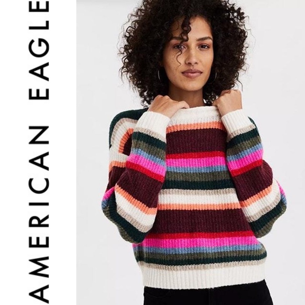 EUC {AMERICAN EAGLE} Striped Cozy Crew Sweater, S